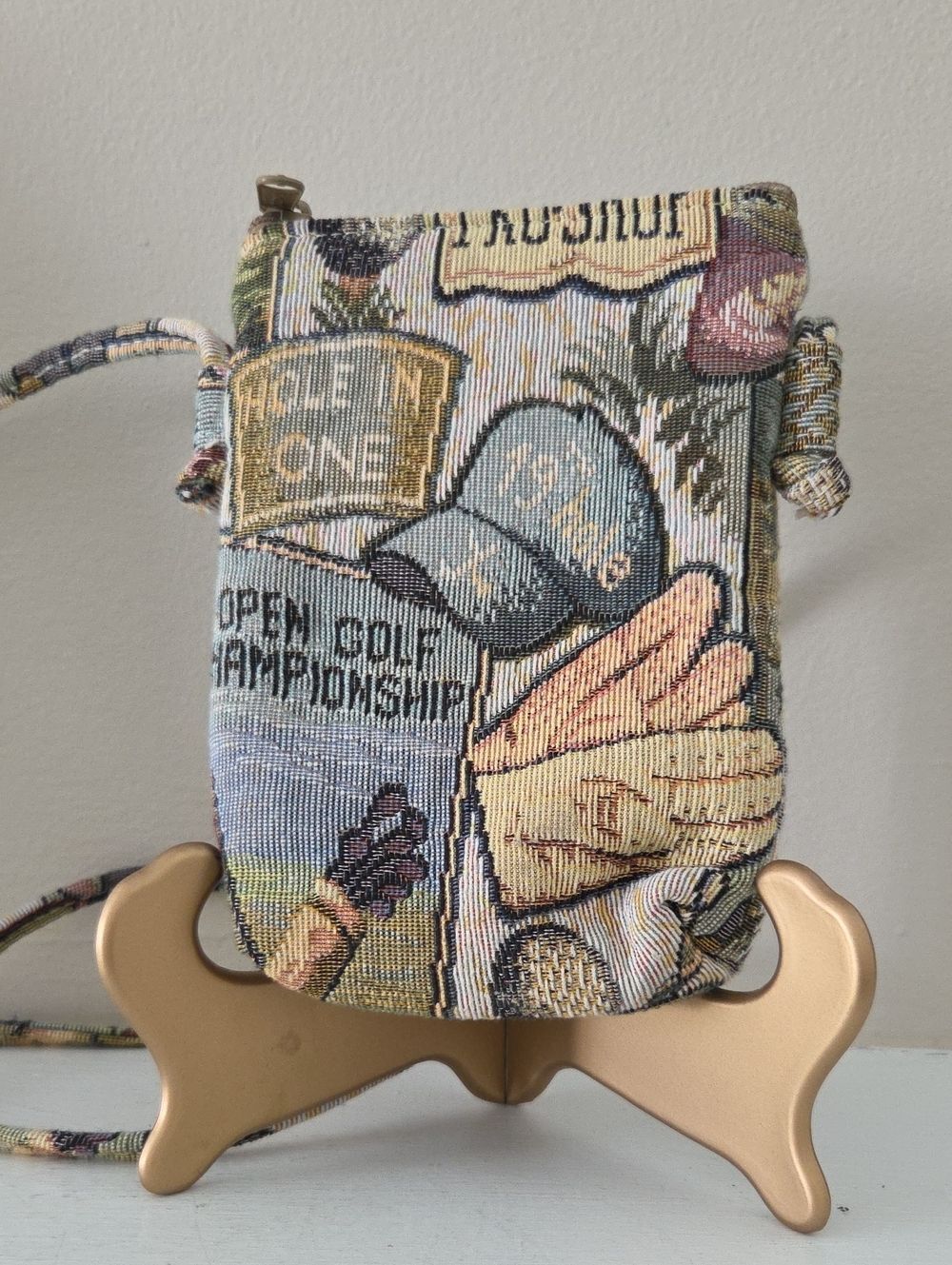 Tapestry Crossbody Bag With Golf Theme.